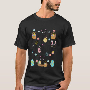 Funny Easter Day Cats Bunny Ears Eggs Men Women Ki T-Shirt