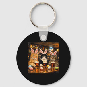 Funny Easter Day Cats Ears Bunny Eggs for Women Key Ring
