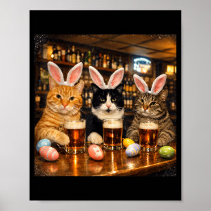 Funny Easter Day Cats Ears Bunny Eggs for Women Poster