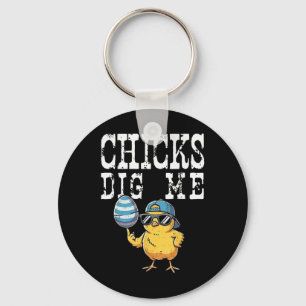 Funny Easter Day Chick Dig Me Chick Easter Key Ring