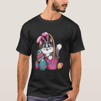 Funny Easter Day Cute Cat Bunny Ears Eggs Men Wome T-Shirt
