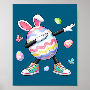 Funny easter day cute dabbing egg boys girls kids  poster