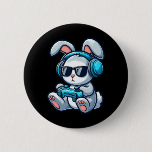 Funny Easter Day Gamer Bunny Spring Easter Gaming 6 Cm Round Badge