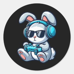 Funny Easter Day Gamer Bunny Spring Easter Gaming Classic Round Sticker