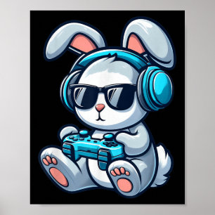 Funny Easter Day Gamer Bunny Spring Easter Gaming Poster