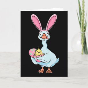 Funny Easter Day Goose Bunny Pink Ears Silly Bird  Card