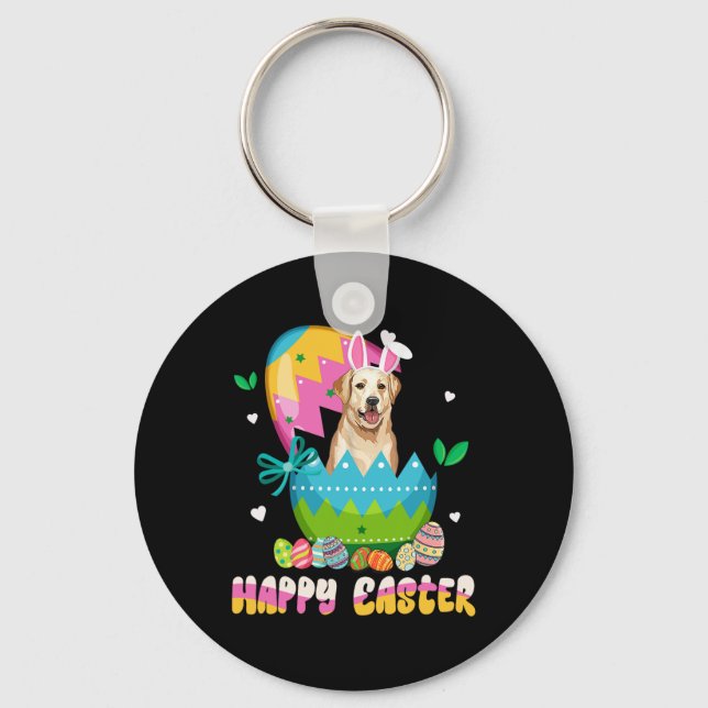 Funny Easter Day Labrador Retriever Dog Bunny Ears Key Ring (Front)