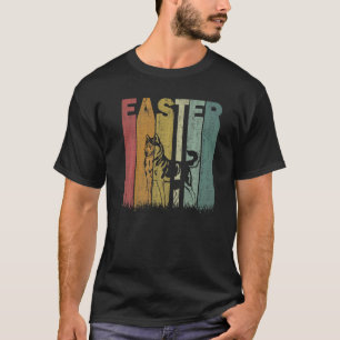 Funny Easter Day Siberian Husky Dog Retro Graphic T-Shirt