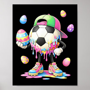 Funny Easter Day Soccer Ice Cream Drip Boys Kids Poster