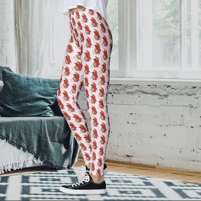 Funny Easter Dragon Pink Fantasy Holiday Leggings (Creator Uploaded)