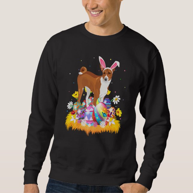 Funny Easter Egg  Basenji Dog Easter Sunday Sweatshirt (Front)