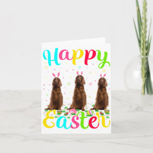 Funny Easter Egg Bunny Irish Setter Dog Happy East Card