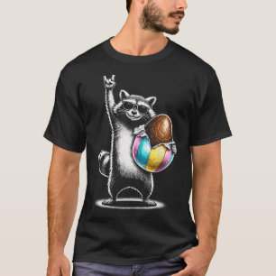 Funny Easter Egg Chocolate Racoon Rock On T-Shirt