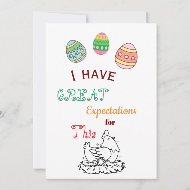Funny Easter Egg-Cited Expectations Cute Easter Invitation (Front)