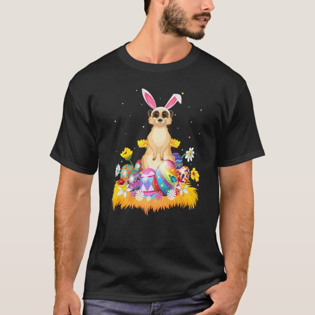 Funny Easter Egg  Cute Meerkat Easter Sunday T-Shirt (Front)