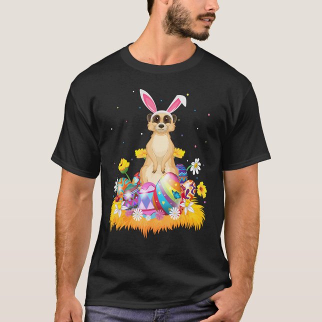 Funny Easter Egg   Cute Meerkat Easter Sunday T-Shirt (Front)