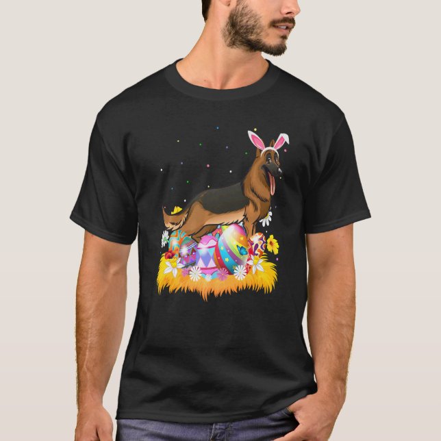 Funny Easter Egg German Shepherd Dog Easter Sunday T-Shirt (Front)