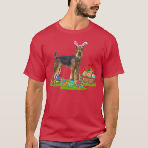 Funny Easter Egg Hunt Bunny Airedale Terrier Dog E T-Shirt