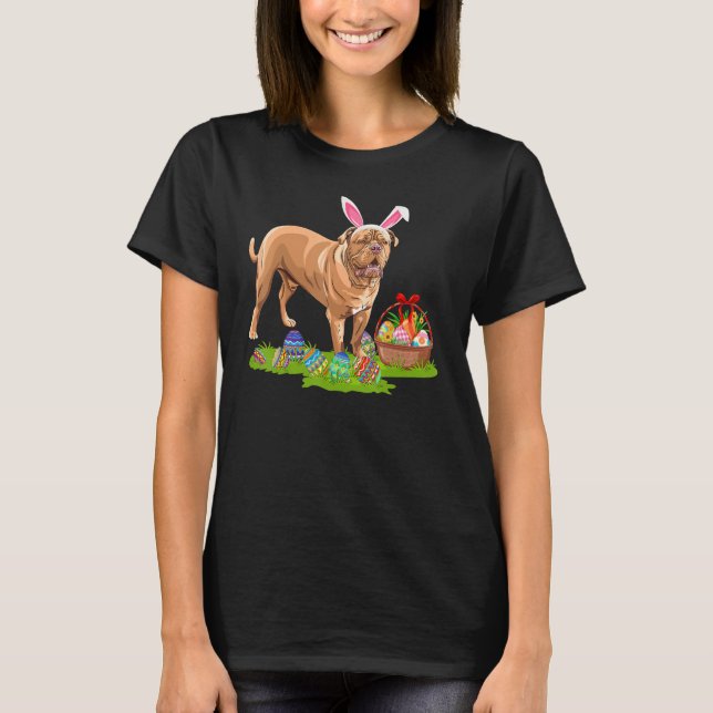 Funny Easter Egg Hunting Bunny Dogue De Bordeaux D T-Shirt (Front)