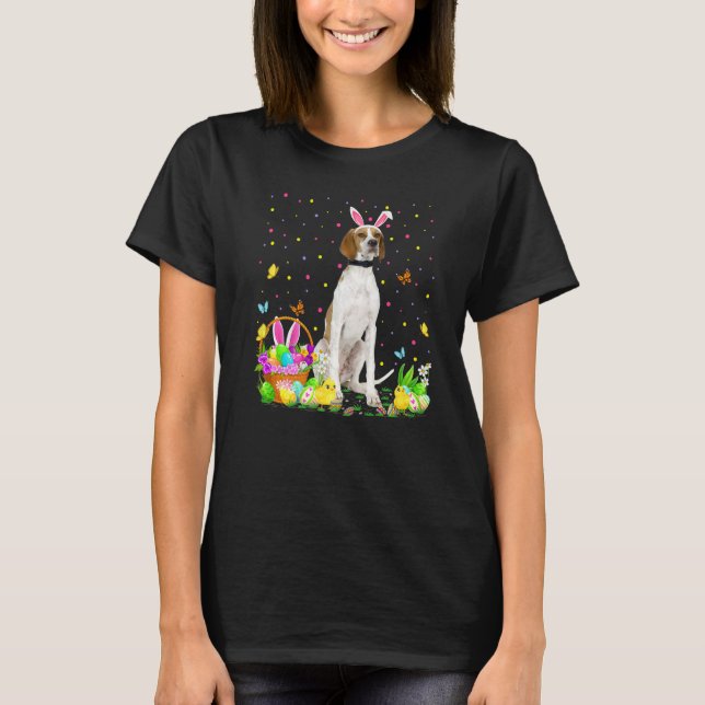 Funny Easter Egg Hunting English Pointer Dog Easte T-Shirt (Front)