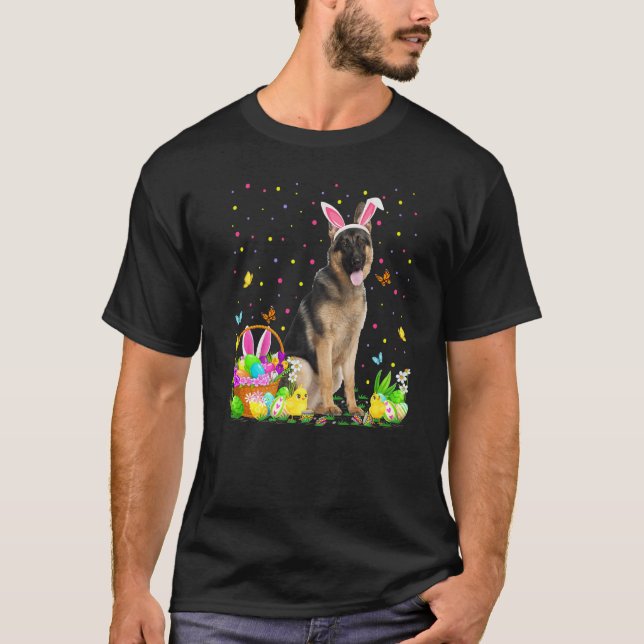 Funny Easter Egg Hunting German Shepherd Dog Easte T-Shirt (Front)