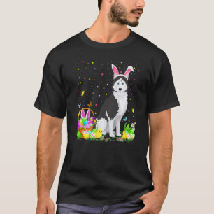 Funny Easter Egg Hunting Siberian Husky Dog Easter T-Shirt