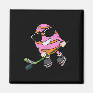 Funny Easter Egg Playing Ice Hockey Sport Lover Bo Magnet