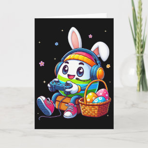 Funny Easter Egg Playing Video Game For Gamer Boys Card
