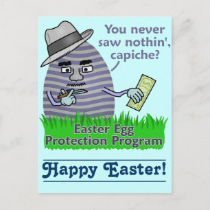 Funny Easter Egg Protection Program Holiday Postcard