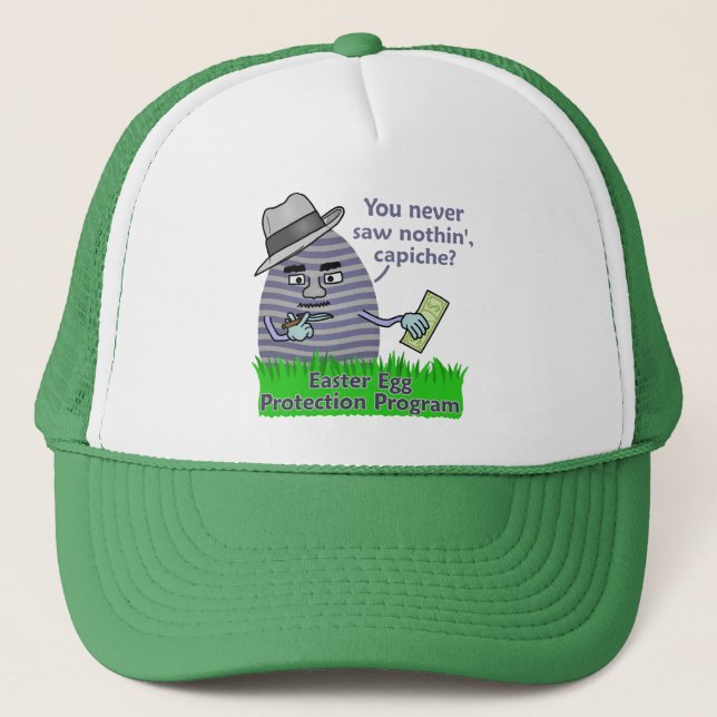 Funny Easter Egg Protection Program Trucker Hat (Front)
