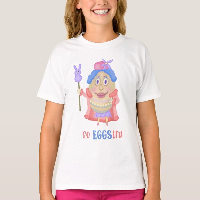 Funny Easter Egg So Eggstra Cute Spring Girls T-Shirt (Front)