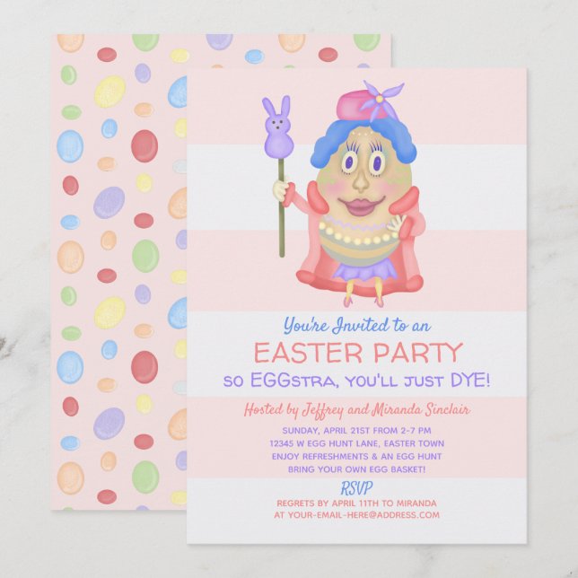 Funny Easter Egg So Eggstra Cute Spring Party Invitation (Front/Back)