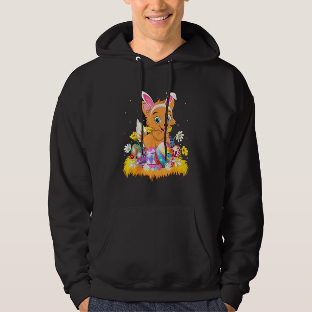 Funny Easter Egg  Welsh Corgi Dog Easter Sunday Hoodie (Front)