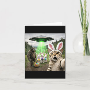 Funny Easter Eggs Alien UFO Cat Selfie Bunny Squad Card