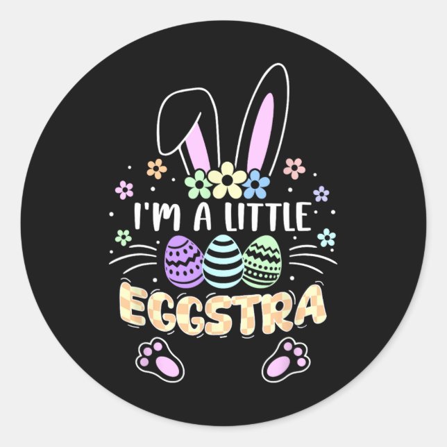 Funny Easter Girls Kids Toddler I'm A Little Eggst Classic Round Sticker (Front)