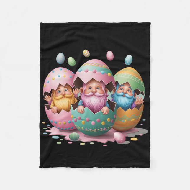 Funny Easter Gnome Egg Easter Gnomes Hatching From Fleece Blanket (Front)