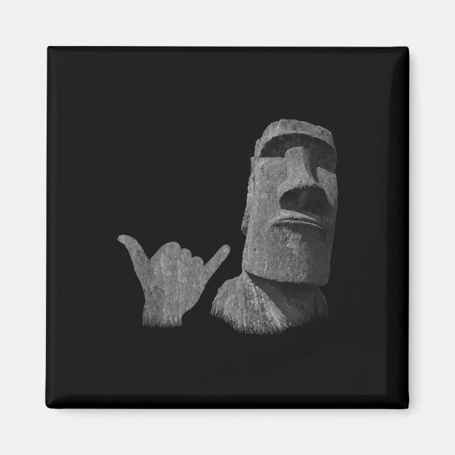 Funny Easter Island Rapa Nui Moai Statue Surfer Sh Magnet (Front)