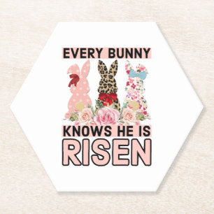 Funny Easter Jesus, Every Bunny Knows He Is Risen Paper Coaster