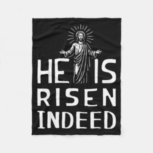 Funny easter jesus he is risen indeed christian fleece blanket