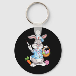 Funny Easter Nurse Stethoscope Bunny Scrub Top Rab Key Ring