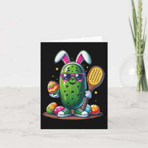 Funny Easter Pickle Playing Pickleball Paddle Bunn Card