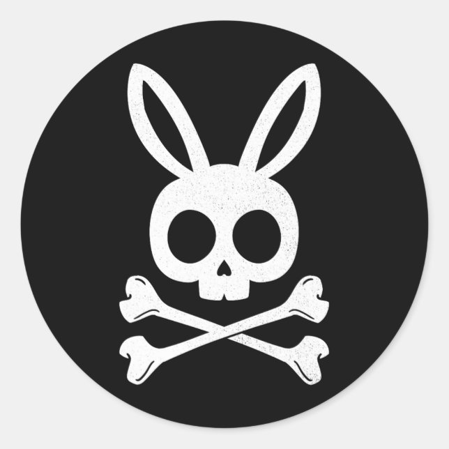 Funny Easter Pirate Jolly Roger Bunny Skull Rabbit Classic Round Sticker (Front)