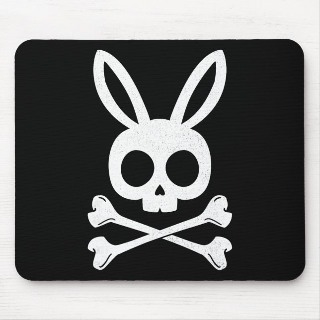 Funny Easter Pirate Jolly Roger Bunny Skull Rabbit Mouse Mat (Front)