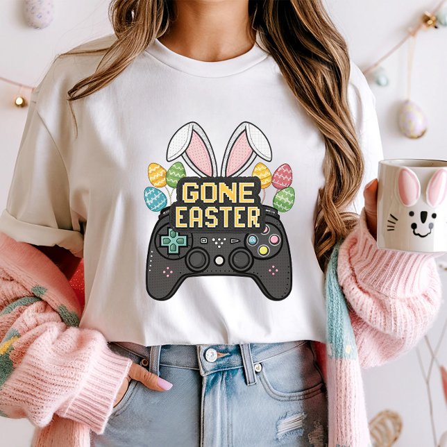 Funny Easter Pixel Art Bunny Controller T-Shirt (Creator Uploaded)