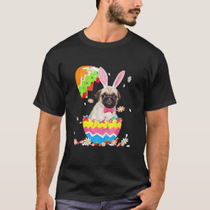 Funny Easter Pug Bunny Ear Egg Basket Happy Easter T-Shirt