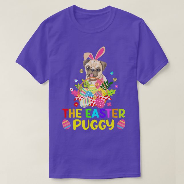 Funny Easter Pug Bunny Ear Eggs Basket Dogs Kids M T-Shirt (Design Front)