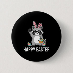 Funny easter racoon costume toddler egg hunt 6 cm round badge