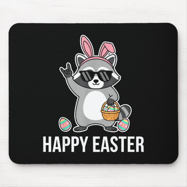 Funny easter racoon costume toddler egg hunt mouse mat (Front)