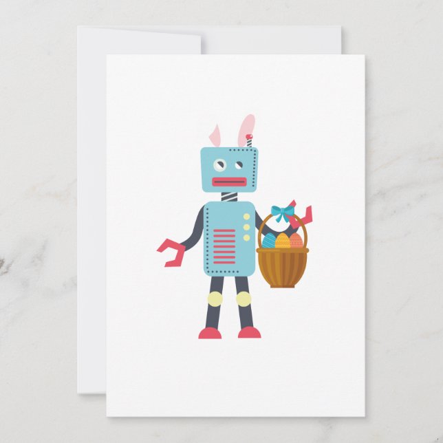 Funny Easter Robot Easter Bunny for Boys Girls Holiday Card (Front)