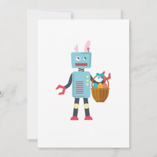 Funny Easter Robot Easter Bunny for Boys Girls Holiday Card